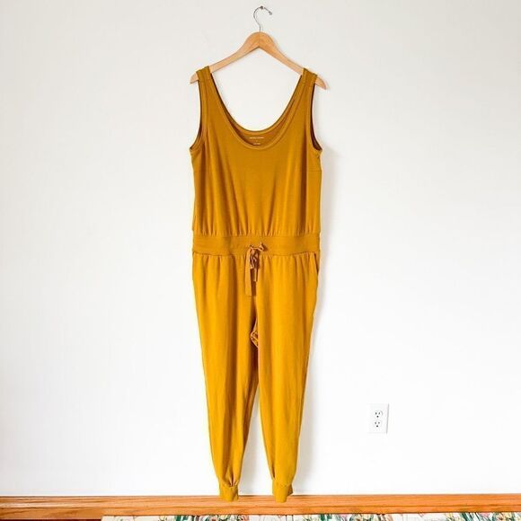 Universal Standard Women’s *Altered Superfine French Terry Jumpsuit in Mustard Y - Picture 2 of 16